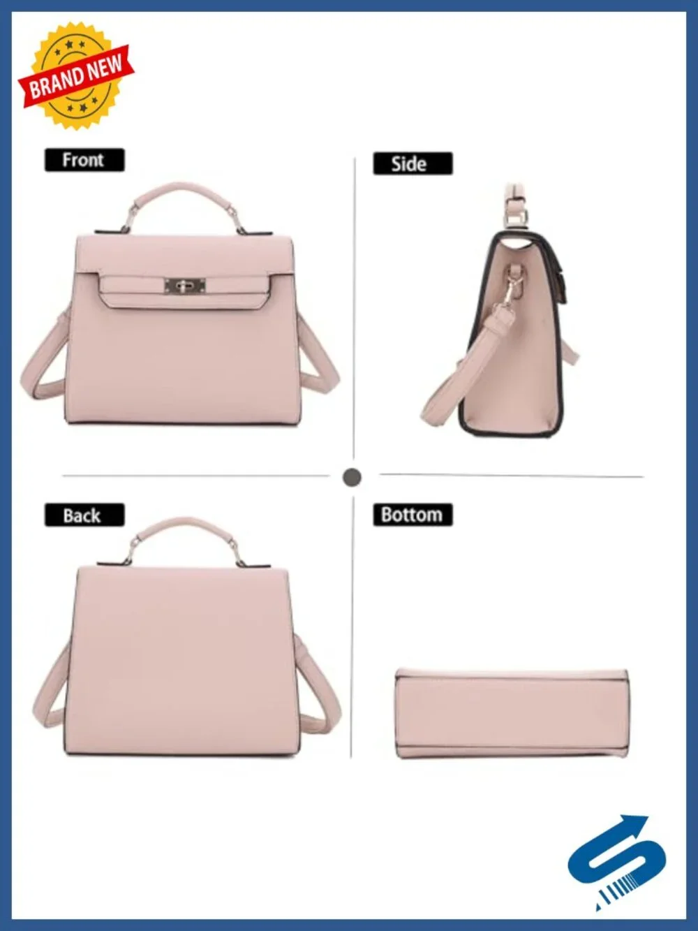 Women's Top Handle Satchel Crossbody Bag Faux Leather Travel Purse